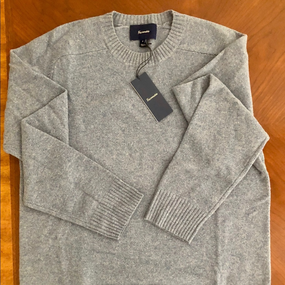 NWT Faconnable Men’s L Antique Blue Wool Sweater